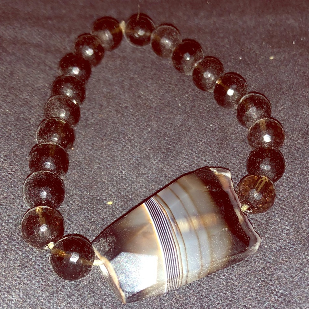 Black/ Brown cats eye beaded bracelet